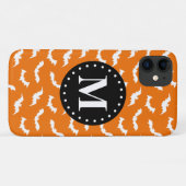 Orange Halloween Bat Pattern Black Monogram Case-Mate iPhone Hülle (Rückseite (Horizontal))