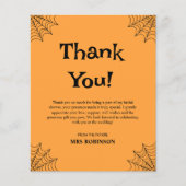 Orange Halloween Brautparty Dankeschön Karte (Vorderseite)