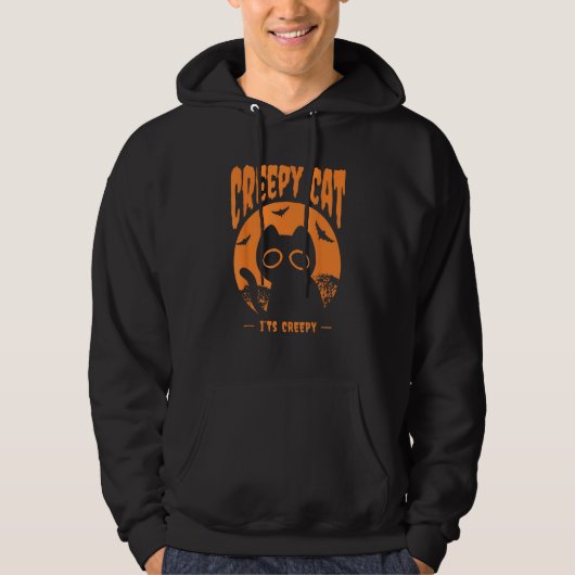 Orange Halloween Cat Bats Hoodie (Vorderseite)