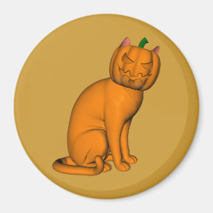 Orange Halloween Cat Magnet