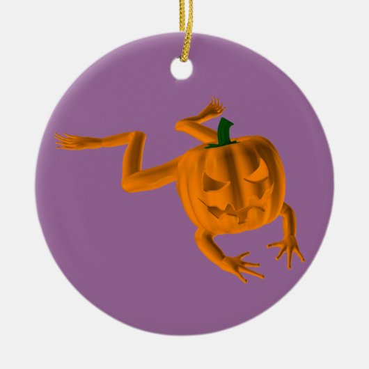 Orange Halloween Frosch Keramikornament (Vorne)