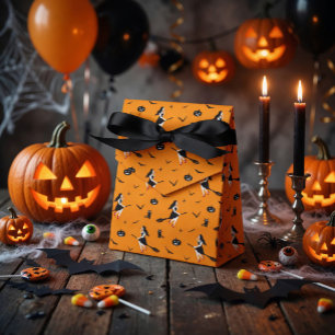Orange Halloween Gefälligkeitsbox mit Hexen Geschenkschachtel