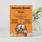 Orange Halloween Gnome Party Einladung (Stehend Vorderseite)
