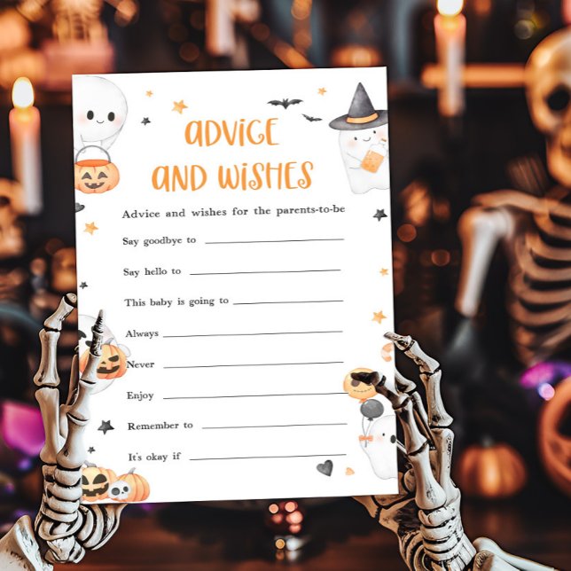 Orange Halloween Little Boo Advice and Wishings Ga (Baby is Brewing Baby Shower Advice and Wishes Game)