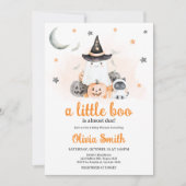 Orange Halloween Little Boo Baby Dusche Einladung (Vorderseite)