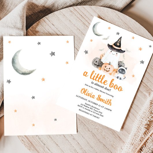 Orange Halloween Little Boo Baby Dusche Einladung