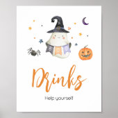 Orange Halloween Little Boo Baby Shower Drinks Poster (Vorne)