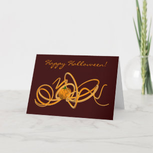 Orange Halloween Octopus Karte