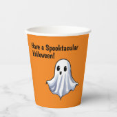 Orange Halloween Paper Cups mit Niedlichen Geister Pappbecher (Vorderseite)
