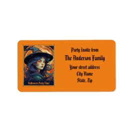 Orange Halloween Party Address Label Adressaufkleber