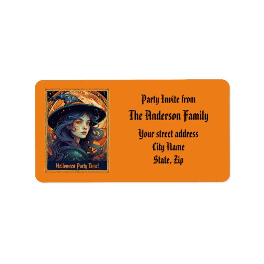 Orange Halloween Party Address Label Adressaufkleber (Vorne)