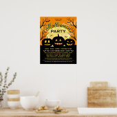Orange Halloween-Party Black Pumpkins Event Poster (Küche)