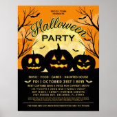 Orange Halloween-Party Black Pumpkins Event Poster (Vorne)