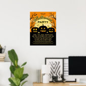 Orange Halloween-Party Black Pumpkins Event Poster (Heimbüro)