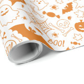 Orange Halloween Pattern Happy Halloween Art Geschenkpapier (Rolleneckpunkt)