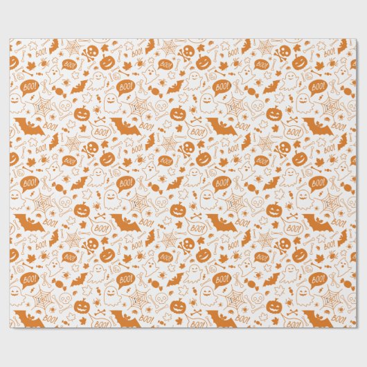 Orange Halloween Pattern Happy Halloween Art Geschenkpapier (Flach)