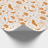 Orange Halloween Pattern Happy Halloween Art Geschenkpapier (Ecke)