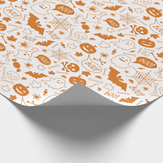 Orange Halloween Pattern Happy Halloween Art Geschenkpapier (Ecke)