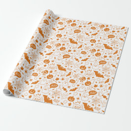 Orange Halloween Pattern Happy Halloween Art Geschenkpapier