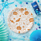 Orange Halloween Pattern Happy Halloween Art Pappteller (Party)