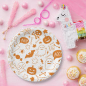 Orange Halloween Pattern Happy Halloween Art Pappteller (Party)