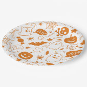 Orange Halloween Pattern Happy Halloween Art Pappteller (Schrägansicht)