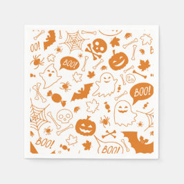 Orange Halloween Pattern Happy Halloween Art Serviette