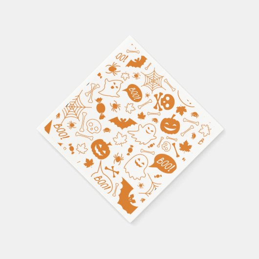 Orange Halloween Pattern Happy Halloween Art Serviette (Ecke)