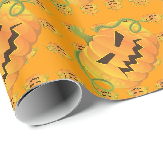 Orange Halloween Pumpkin 1 Nahtloses Muster Geschenkpapier (Rolleneckpunkt)