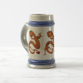 Orange Halloween Pumpkin Dragon Bierglas (Vorderseite Links)