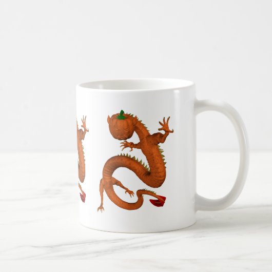 Orange Halloween Pumpkin Dragon Kaffeetasse (Rechts)