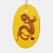 Orange Halloween Pumpkin Dragon Keramik Ornament (Links)