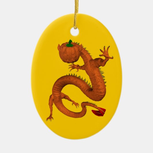 Orange Halloween Pumpkin Dragon Keramik Ornament (Vorne)