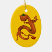 Orange Halloween Pumpkin Dragon Keramik Ornament (Hinten)