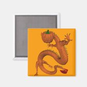 Orange Halloween Pumpkin Dragon Magnet (Vorderseite/Rückseite)