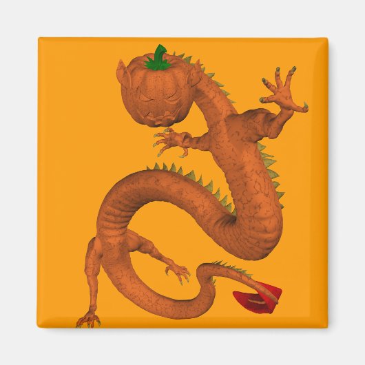 Orange Halloween Pumpkin Dragon Magnet (Vorne)