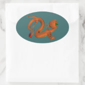 Orange Halloween Pumpkin Dragon Ovaler Aufkleber (Tasche)