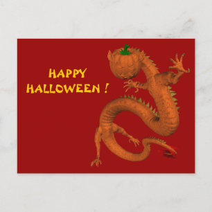 Orange Halloween Pumpkin Dragon Postkarte
