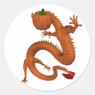 Orange Halloween Pumpkin Dragon Runder Aufkleber
