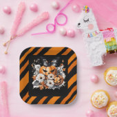 Orange Halloween Pumpkin Floral Pappteller (Party)