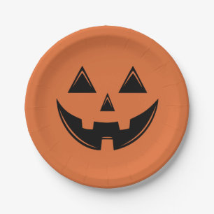 Orange Halloween Pumpkin Kürbislaterne Paper Plat Pappteller