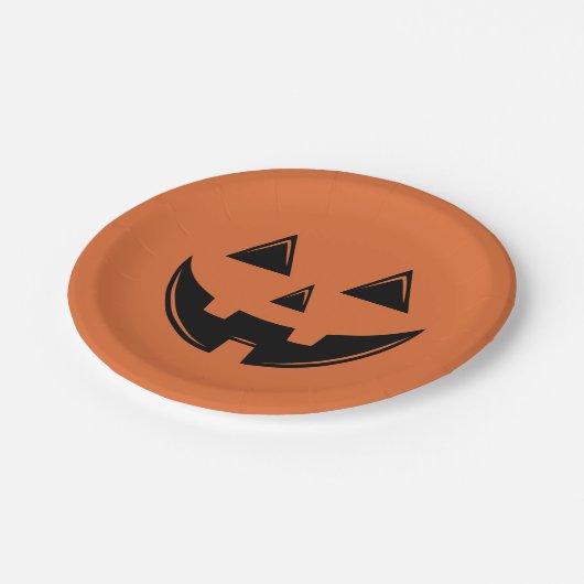 Orange Halloween Pumpkin Kürbislaterne Paper Plat Pappteller (Schrägansicht)