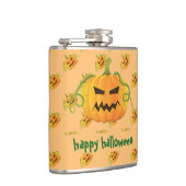 Orange Halloween Pumpkin Nahtloses Muster Flachmann (Rechts)