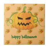 Orange Halloween Pumpkin Nahtloses Muster Fliese (Vorderseite)
