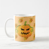 Orange Halloween Pumpkin Nahtloses Muster Kaffeetasse (Links)