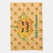 Orange Halloween Pumpkin Nahtloses Muster Küchentuch (Vertikal)