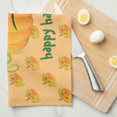 Orange Halloween Pumpkin traurig nahtloses Muster Küchentuch (Viertel Falte)