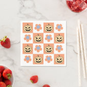 Orange Halloween Pumpkin und Daisy Checkerboard Serviette (Beispiel)