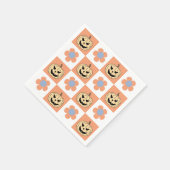 Orange Halloween Pumpkin und Daisy Checkerboard Serviette (Ecke)