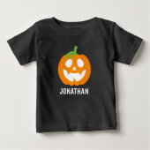 Orange Halloween Pumpkin with Name Baby T-shirt (Vorderseite)